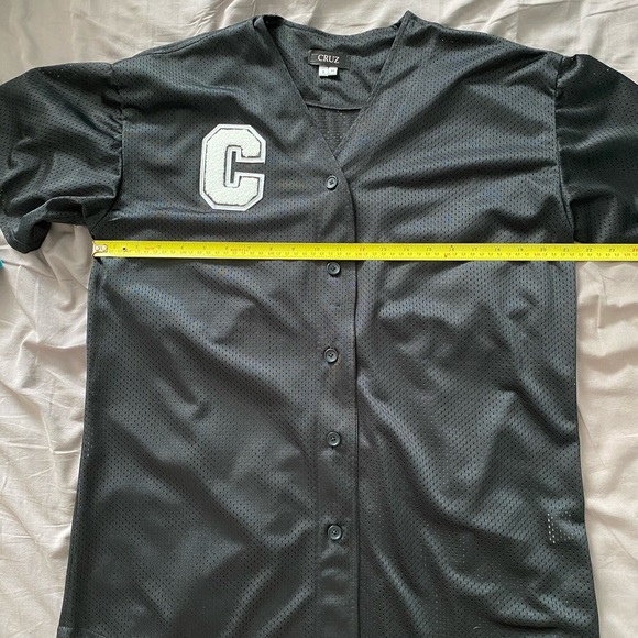 Mod Black Baseball Captain Jersey, Terry Letter - Picture 7 of 8